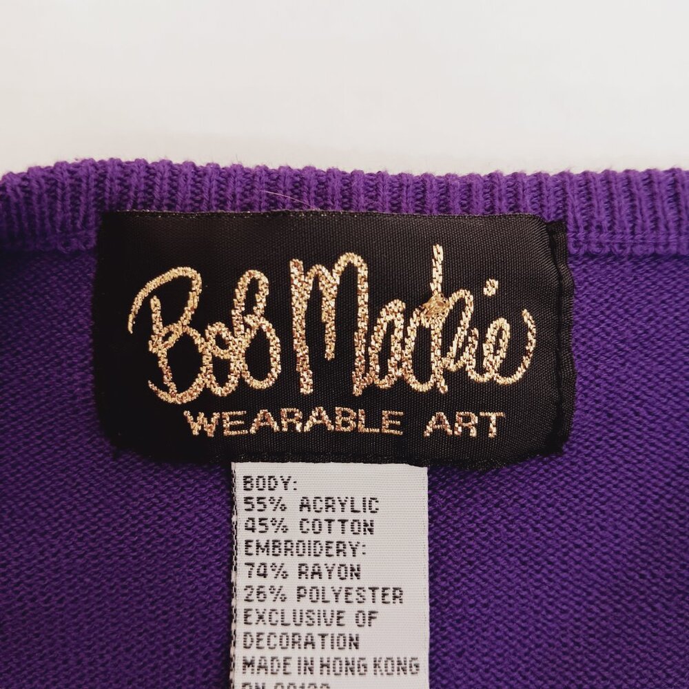 Bob Mackie's Women's Purple Beaded and Embroidered Scarf Sweater Size S - Picture 12 of 15